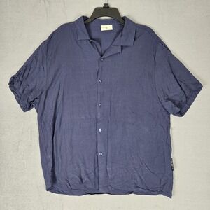 YOUNGLA Cabo Vibes Shirt Mens XL Short Sleeve Button Up Blue Loop Collar Camp
